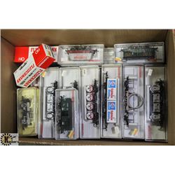 BOX OF FLEISCHAMANN HO SCALE TRAIN CARS.