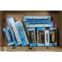 BOX OF MARKLIN TRAIN CARS.