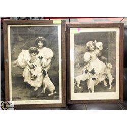 SET OF 2 FRAMED ANTIQUE PICTURES (ONE