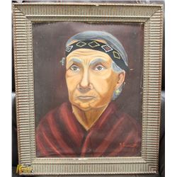 VINTAGE FRAMED CANVAS - OLD NATIVE