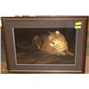 Image 1 : FRAMED ART "BY FIRELIGHT-MOUNTAIN LION" BY MORTEN
