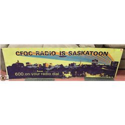 DOUBLE SIDED VINTAGE METAL SIGN CFQC RADIO STATION