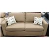 Image 1 : TAN FABRIC 70" SOFA WITH 2 ACCENT CUSHIONS