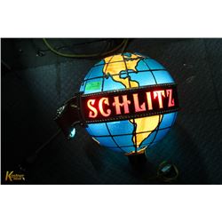 VINTAGE LIGHT UP SCHLITZ BEER WORLD GLOBE