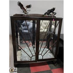 VINTAGE WOOD AND GLASS DISPLAY CABINET,