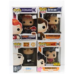 LOT OF 4 ASSORTED FUNKO POP VINYL FIGURES.
