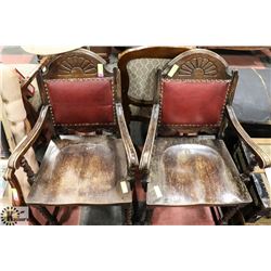 PAIR OF VINTAGE WOOD ARMCHAIRS