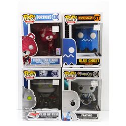 LOT OF 4 ASSORTED FUNKO POP VINYL FIGURES.