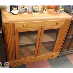 VINTAGE WOOD SIDEBOARD, 42"X16"X11".