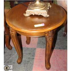 SOLID DARK WOOD ROUND SIDE-TABLE