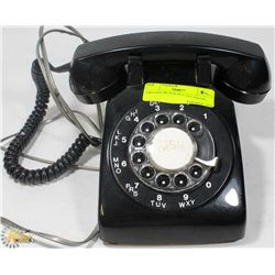 VINTAGE BLACK ROTARY PHONE.
