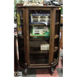 VINTAGE OAK CABINET, 38"X14.5"X59.5".