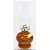 Image 1 : AMBER COLORED COAL OIL LAMP.