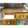 VINTAGE 2 DRAWER TIGER OAK FILE BOX, 15.5"X14"X6".