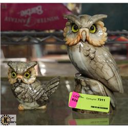 LOT OF 2 ALABASTER OWL ORNAMENTS