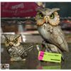 LOT OF 2 ALABASTER OWL ORNAMENTS