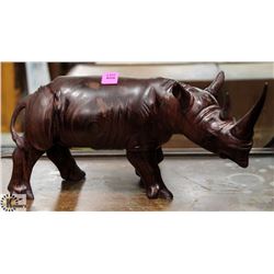 WOOD CARVED RINO ORNAMENT
