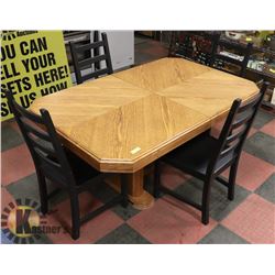 SOLID OAK DINING TABLE 66 X 42 WITH 4 CHAIRS