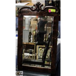 VINTAGE WOOD FRAMED MIRROR.