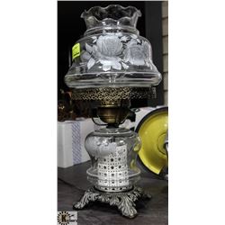 VINTAGE METAL AND GLASS ELECTRIC LAMP