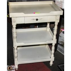 VINTAGE WHITE STAND, 22.5"X15"X32".