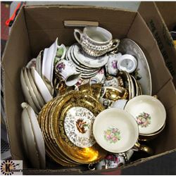 BOX OF ROYAL CHINA DISH SET INCL SOME OTHER CHINA