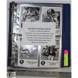 1981 JOGO CFL FOOTBALL CARD SET
