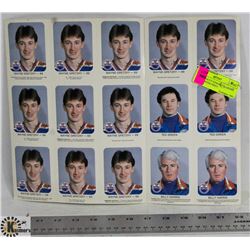 1981-82 UNCUT EDMONTON OILERS RED ROOSTER SHEET