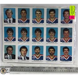 1984-85 UNCUT EDMONTON OILERS RED ROOSTER CARDS