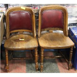 2 CANADIAN SOLID OAK & RED LEATHER OFFICE