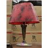 Image 1 : ANTIQUE DUAL BULB PULL CHAIN METAL LAMP WITH RED