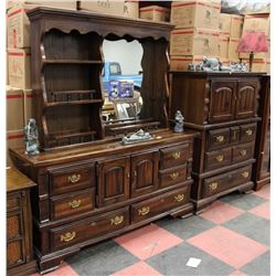 PINE DRESSER (66"X19"X33") WITH MIRROR SHELVING