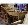 Image 1 : WOOD TONE TABLE W/4 WOOD AND WICKER CHAIRS