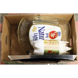 ANHEUSER BASCH SIGN WITH KIRIN BEER JUG.