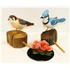 Image 1 : PAIR OF WOOD CARVED HAND PAINTED BIRDS