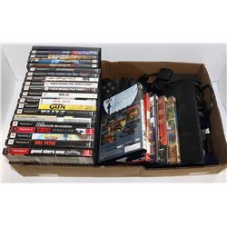 SONY PS2, WITH 2 CONTROLLERS, CORDS AND OVER 20