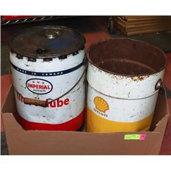 TWO OIL/GREASE CANS - IMPERIAL AND SHELL.