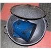 Image 1 : ENAMEL BOILER-LARGE AND BLUE KETTLE WITH LID