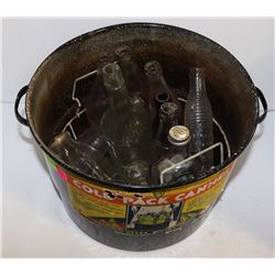 VINTAGE CANNER WITH RACK, PINT MILK BOTTLE,