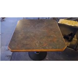 LOT OF FOUR 34" X 34" VENEER TOP RESTAURANT TABLES