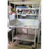 Image 1 : Mobile Stainless Steel Prep Table w/ Drail Hole, Overhead Rack & Undershelf 4’W x 32"D x 74.5”H