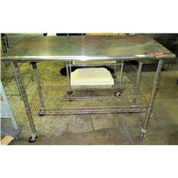 Rolling Stainless Steel Utility Table w/ Wire Rack 50”’W x 2’D x 40”H