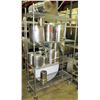 Image 1 : Rolling Shelving Unit (w/ bad wheel) & Contents - Stainless Steel Pots & Containers