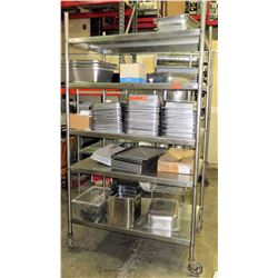 Rolling Stainless Steel 4-Tier Shelving Unit w/ Adjustable Shelves (Shelf Only)
