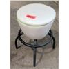 Image 1 : Qty 10 Modern Round White Upholstered Stools w/ Black Metal Base