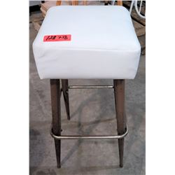 Qty 18 Retro Square White Upholstered Stools w/ Metal Legs