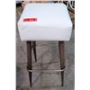 Image 1 : Qty 18 Retro Square White Upholstered Stools w/ Metal Legs