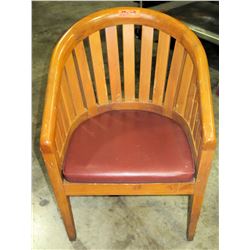 Qty 8 Curved Wooden Chairs w/ Red Cushion Seat