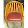 Image 1 : Qty 8 Curved Wooden Chairs w/ Red Cushion Seat