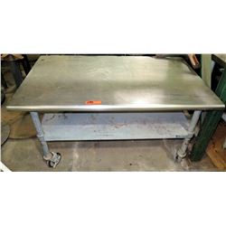 Rolling Stainless Steel Work Table w/ Undershelf